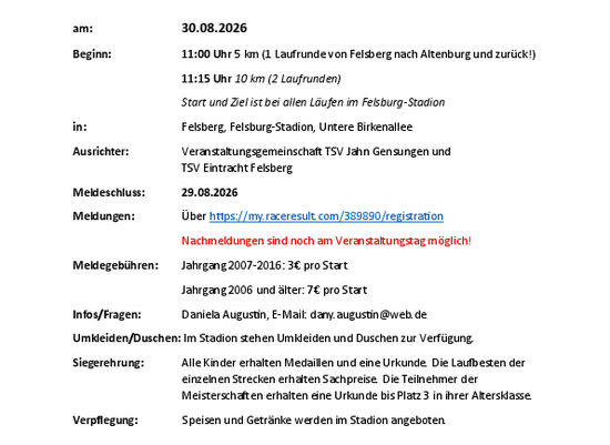 Kreismeisterschaft 5km und 10 km Straße