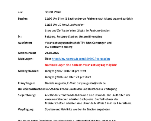 Kreismeisterschaft 5km und 10 km Straße